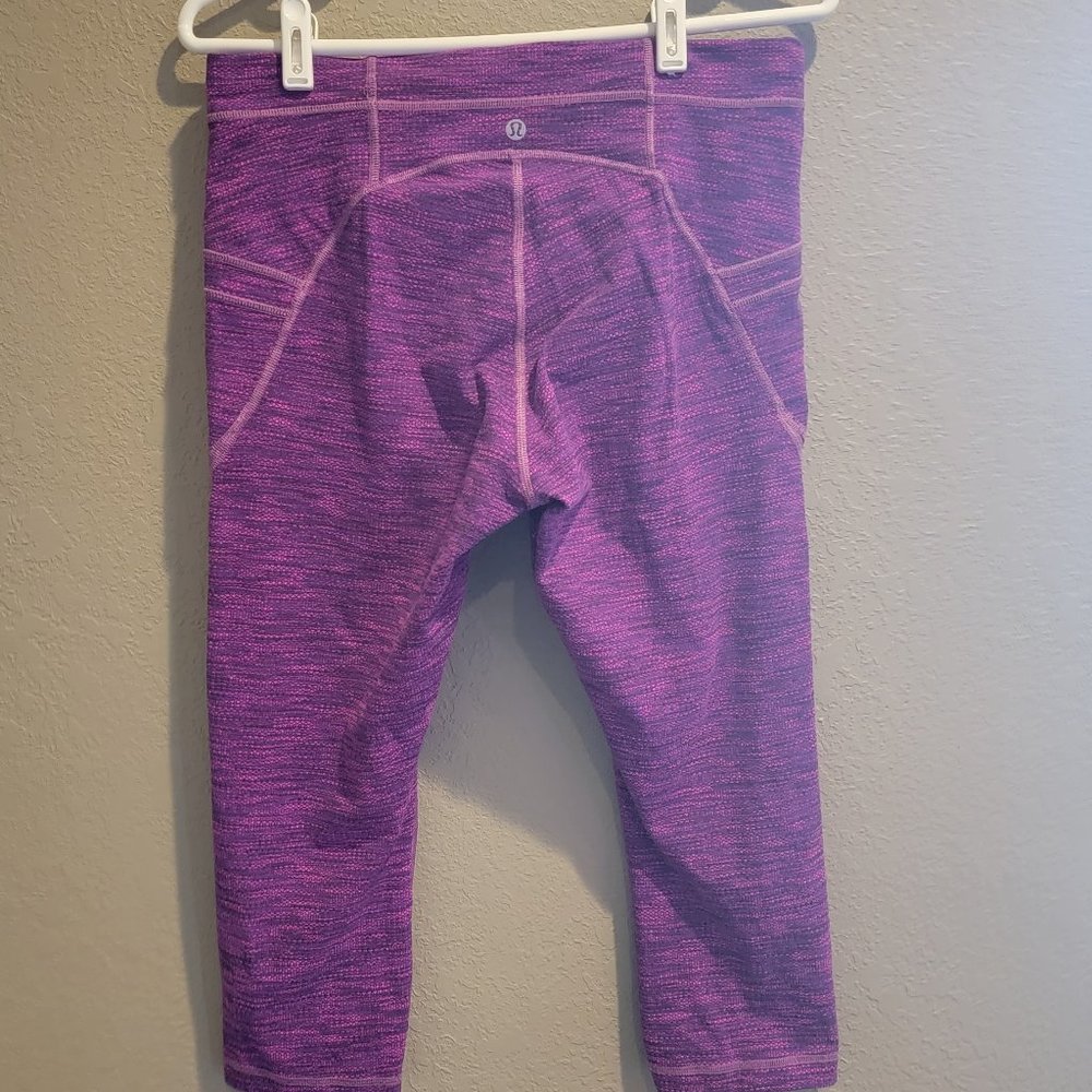 Lululemon Free Flow Crop Diamond Jacquard Space Dye Leggings women 10 yoga